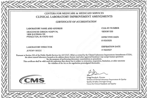 CLIA Certificate Gibson CLIA Certificate Gibson