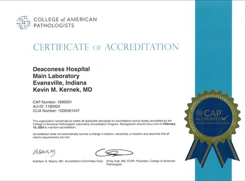 Deaconess Hospital Ancillary Laboratory - CAP Accredited