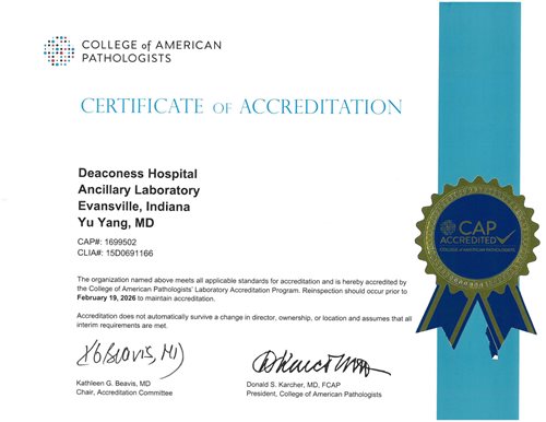 Deaconess Hospital Ancillary Laboratory - CAP Accredited